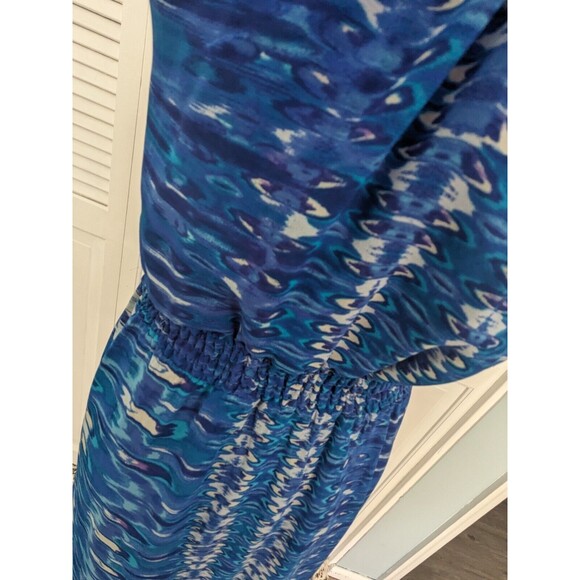 Charlie Jade Dress Womens sz S Sleeveless Maxi Blue Watercolor Faux Wrap Chiffon - Picture 11 of 16